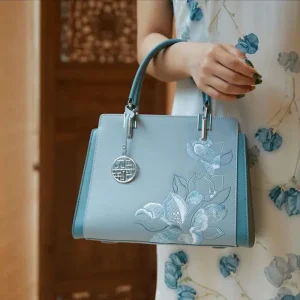Luxury Tote Bags Genuine Leather Handbags for Women Chinese Style Embroidery Crossbody Shoulder Bags Women's Cheongsam Hanfu Bag