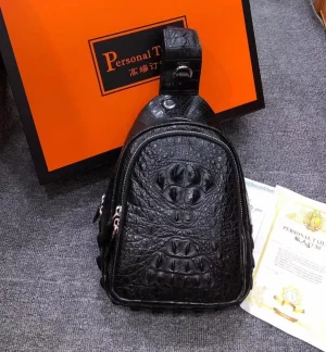 2023 New Luxury Crocodle Skin Men's Chest Bag Leisure Genuine Leather Shoulder Bag Fashion Large Capacity Chest Bag For Man 50