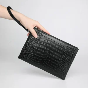 2024 New Luxury Crocodile Belly Men's Envelope Bag Genuine Leather Clutch Wallet Large Capacity Business Leisure Man Handbag 45
