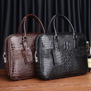 Men's Crocodile Messenger Business Computer File Large Capacity Luxury Brand Classic Men Portfolio Laptop Leather Briefcases Bag