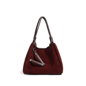 Women's Suede Bucket Lunch Box Bag Luxury Design Handbag High Quality Fashion Classic Women's Retro Brown Crossbody Shoulder Bag