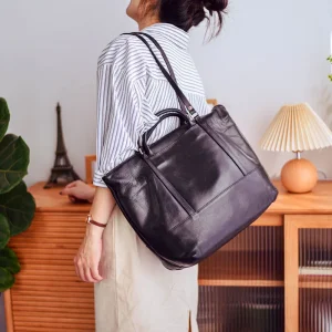Fashion vintage organizer designer genuine leather women's tote bag weekend casual luxury real cowhide handbag shoulder bag