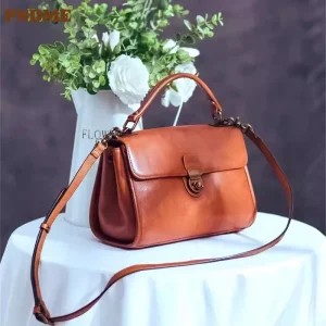 PNDME fashion luxury genuine leather ladies handbag weekend outdoor casual designer real cowhide women's shoulder crossbody bag