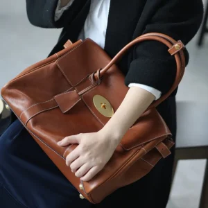 Women's Genuine Leather Tote Big Capacity Briefcase Luxury Handbag Cowhide Vintage Bags Versatile And Practical