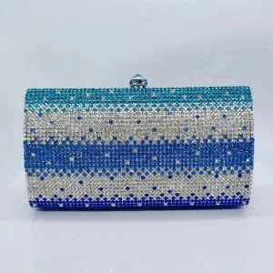 XIYUAN Gold/Blue Rhinestones Wedding Clutch Purse Luxury Women??s Crystal Evening Purses Clutches Bag Lady Chain Party Handbag
