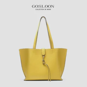 GOSLOON LUXURY BAG CASUAL TOTE FEMALE FASHION SUMMER BEACH HANDBAG LADY POPULAR SOFT COWHIDE GENUINE LEATHER SHOULDER ORIGINAL