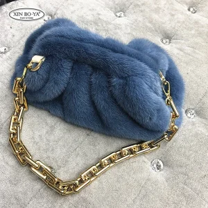 Fashion Elegant Clutch Bag Real Mink Fur Bags New 2024 Hot Selling Chain Dinner Bag Lady Handbag Designer Luxury Clutch Bag
