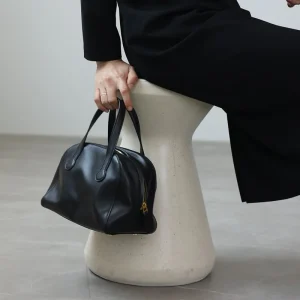 Women Luxury Real Leather Handbags Soft Black Versatile Bag Full Grain NAPPA Cowhide Simple Design High Grade Class