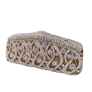 *High-end Dinner Gold Small Hand Flash Diamond Light Luxury Mini Decorative Wedding Matching Dress Cheongsam Clutch Bag