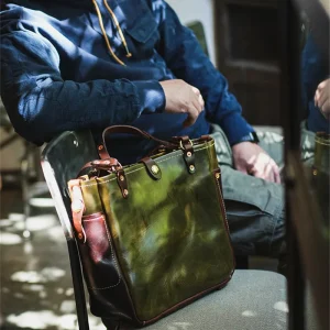Vintage fashion luxury designer top layer cowhide  men's handbag outdoor casual organizer genuine leather youth shoulder bag