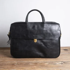 2024 Luxury Brand Collapsible Trolley Box Handbag Men's Leather Retro 15inchs Briefcase Head Cowhide Business Computer Bag