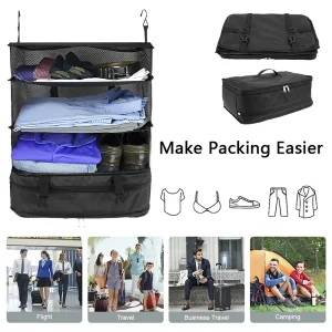 Three Layer Multifunctional Foldable Clothing Travel Storage Bag Hanging Bag With Three-Layer Partition Hanging Travel Storage